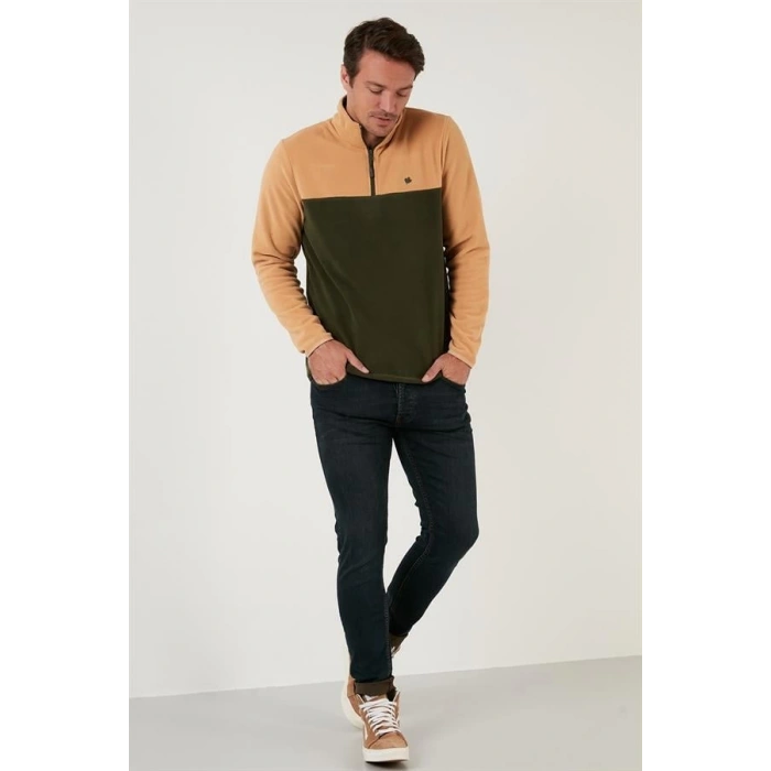 Yarım Fermuar Parçalı Polar