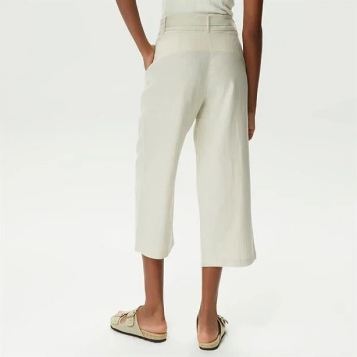 Yüksek Belli Linen Culotte Kadın Rengi Pantolon