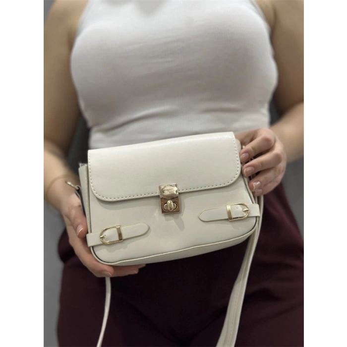 Zerej kemerli krem cilt çanta