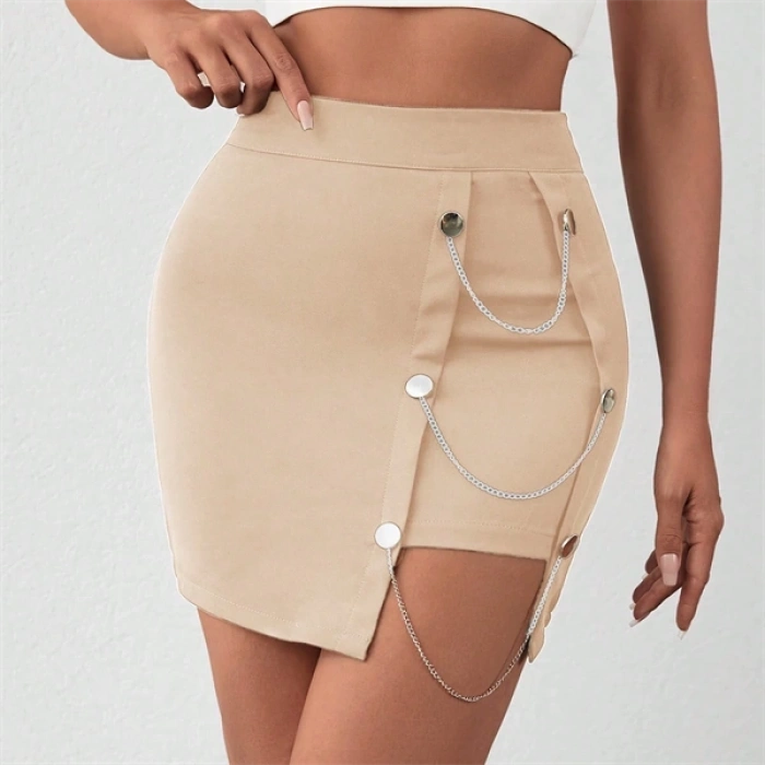 Zincirli mini şortlu etek