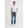 0704 Parker Normal Bel Dar Paça Slim Fit Erkek Kot Pantolon Mavi