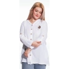 125006 Müslin Kumaş Kapşonlu Kadın Gömlek Beyaz