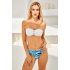 254217 Biye Detaylı Soft Straplez Bikini Takımı Mavi