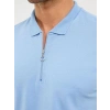 2570 Fermuarlı Polo Yaka Merselize Kumaş Kolu Ve Beli Lastikli Erkek TShirt Mavi