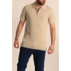 2570 Fermuarlı Polo Yaka Merselize Kumaş Kolu Ve Beli Lastikli Erkek TShirt Taş
