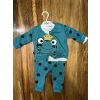 3-12 Aylık Kurbağa Desenli Üçlü Takım Koyumavi