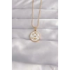 316L Çelik Gold Renk Beyaz Mineli Karışık Figürlü Tarot Kolye