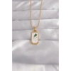 316L Çelik Gold Renk Beyaz Mineli Tarot Kolye