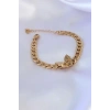 316L Çelik Gold Renk Kelebek Figür İşleme Detay Zincir Model Kadın Bileklik