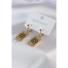 316L Çelik Gold Renk Lotus İşleme Kadın Küpe