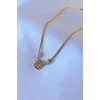 316L Çelik Gold Renk Lotus Model Zirkon Taşlı Burgu Zincir Kadın Kolye