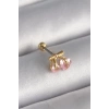 316L Çelik Gold Renk Pembe Zirkon Taşlı Kalp Tragus Piercing