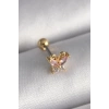 316L Çelik Gold Renk Pembe Zirkon Taşlı Kelebek Tragus Piercing