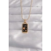 316L Çelik Gold Renk Siyah Mineli Yıldız Figür Tarot Kolye