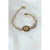 316L Çelik Gold Renk Tam Altın Modelli Zirkon Taşlı Kadın Bileklik