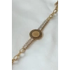 316L Çelik Gold Renk Tam Altın Modelli Zirkon Taşlı Kadın Bileklik