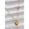 316L Çelik Gold Renk Zincir Kalp Detay Kalp Figür Kadın Kolye