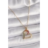 316L Çelik Gold Renk Zincir Renkli Zirkon Taşlı Kalp Model Kadın Kolye