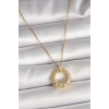 316L Çelik Gold Renk Zincir Zirkon Taş İşlemeli Daire Model Kadın Kolye