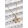 316L Çelik Gold Renk Zincir Zirkon Taşlı Kar Tanesi Model Kadın Kolye