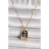 316L Çelik Gold Renk Zirkon Taşlı Ay Figürlü Tarot Model Kadın Kolye