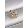 316L Çelik Gold Renk Zirkon Taşlı Ay Yıldız Tragus Piercing