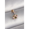 316L Çelik Gold Renk Zirkon Taşlı Çiçek Tragus Piercing