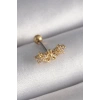 316L Çelik Gold Renk Zirkon Taşlı Çiçek Tragus Piercing