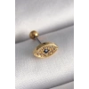 316L Çelik Gold Renk Zirkon Taşlı Göz Tragus Piercing