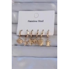 316L Çelik Gold Renk Zirkon Taşlı Hayvan Figürlü Deniz Yıldızı Model Halka Küpe Seti