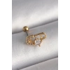 316L Çelik Gold Renk Zirkon Taşlı Toplu İğne Tragus Piercing