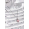 316L Çelik Gümüş Renk Daire Pembe Sedefli Model Kadın Kolye