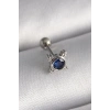 316L Çelik Gümüş Renk Mavi Zirkon Taşlı Tragus Piercing