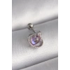 316L Çelik Gümüş Renk Mor Mineli Kalp Zirkon Taş Detay Tragus Piercing