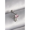 316L Çelik Gümüş Renk Pembe Zirkon Taşlı Sallantı Yıldız Detay Tragus Piercing