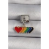 316L Çelik Gümüş Renk Renkli Sallantı Kalp Model Nomination Charm
