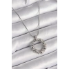 316L Çelik Gümüş Renk Zincir Zirkon Taş Detaylı Bombeli Halka Model Kadın Kolye