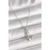 316L Çelik Gümüş Renk Zincir Zirkon Taş Detaylı Çapa Model Kadın Kolye