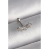 316L Çelik Gümüş Renk Zirkon Taşlı Çiçek Tragus Piercing