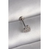 316L Çelik Gümüş Renk Zirkon Taşlı Kalp Model Tragus Piercing