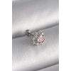 316L Çelik Gümüş Renk Zirkon Taşlı Kalp Tragus Piercing