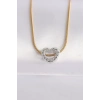 316L Çelik Zincir Altın Renk Zincirli Gümüş Renk Kalp Tasarımlı Kolye