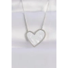 316L Çelik Zincir Gümüş Renk Mermer Desenli Kalp Kolye