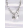 316L Çelik Zincir Gümüş Renk Zincirli Love Yazılı Kilit Kolye