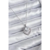 316L Çelik Zincir Gümüş Renk Zirkon Taşlı Kalp Model Kadın Kolye