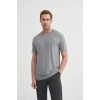 4203 Viskon Kumaş Bisiklet Yaka Regular Fit Erkek T-Shirt GRİ