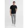 4203 Viskon Kumaş Bisiklet Yaka Regular Fit Erkek T-Shirt SİYAH