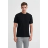 4203 Viskon Kumaş Bisiklet Yaka Regular Fit Erkek T-Shirt SİYAH