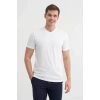 4624 Basıc V Yaka Erkek T-Shirt Beyaz