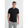 4624 Basıc V Yaka Erkek T-Shirt Siyah